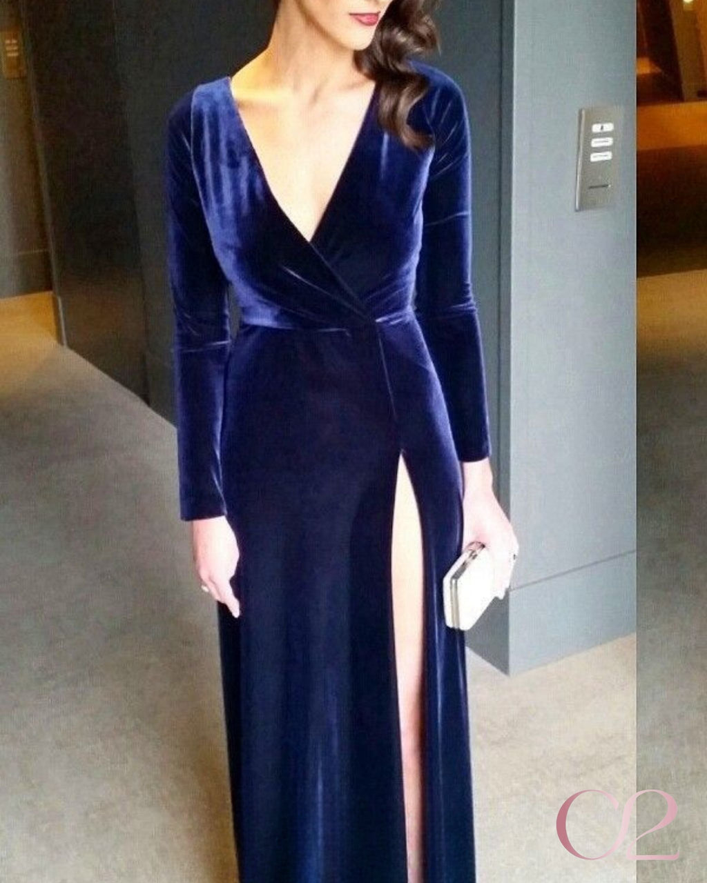 Vestido Azul Veludo