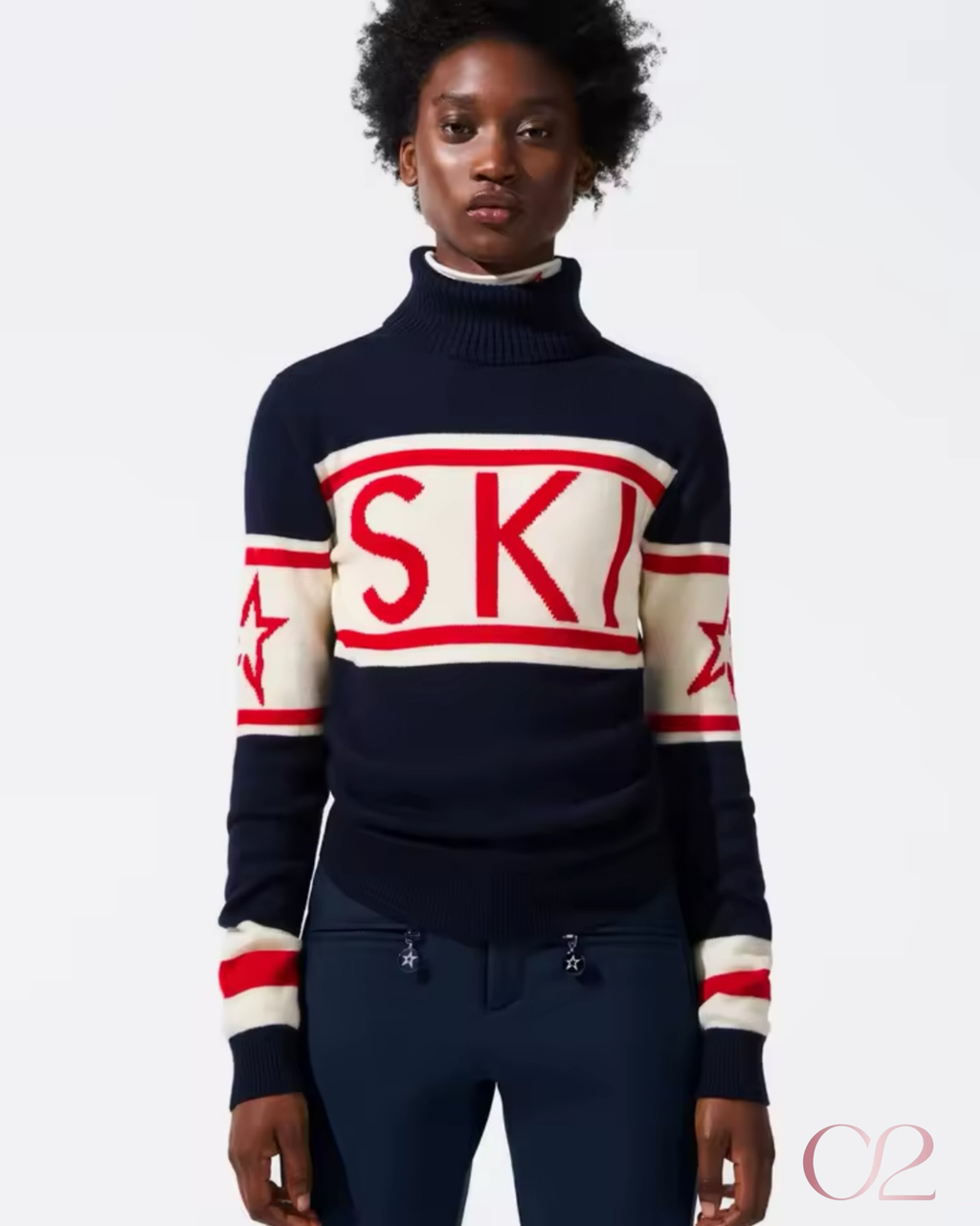 Suéter Ski Azul marinho, Off e Vermelho