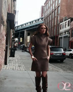 Vestido Tweed Marrom Anne Fernandes