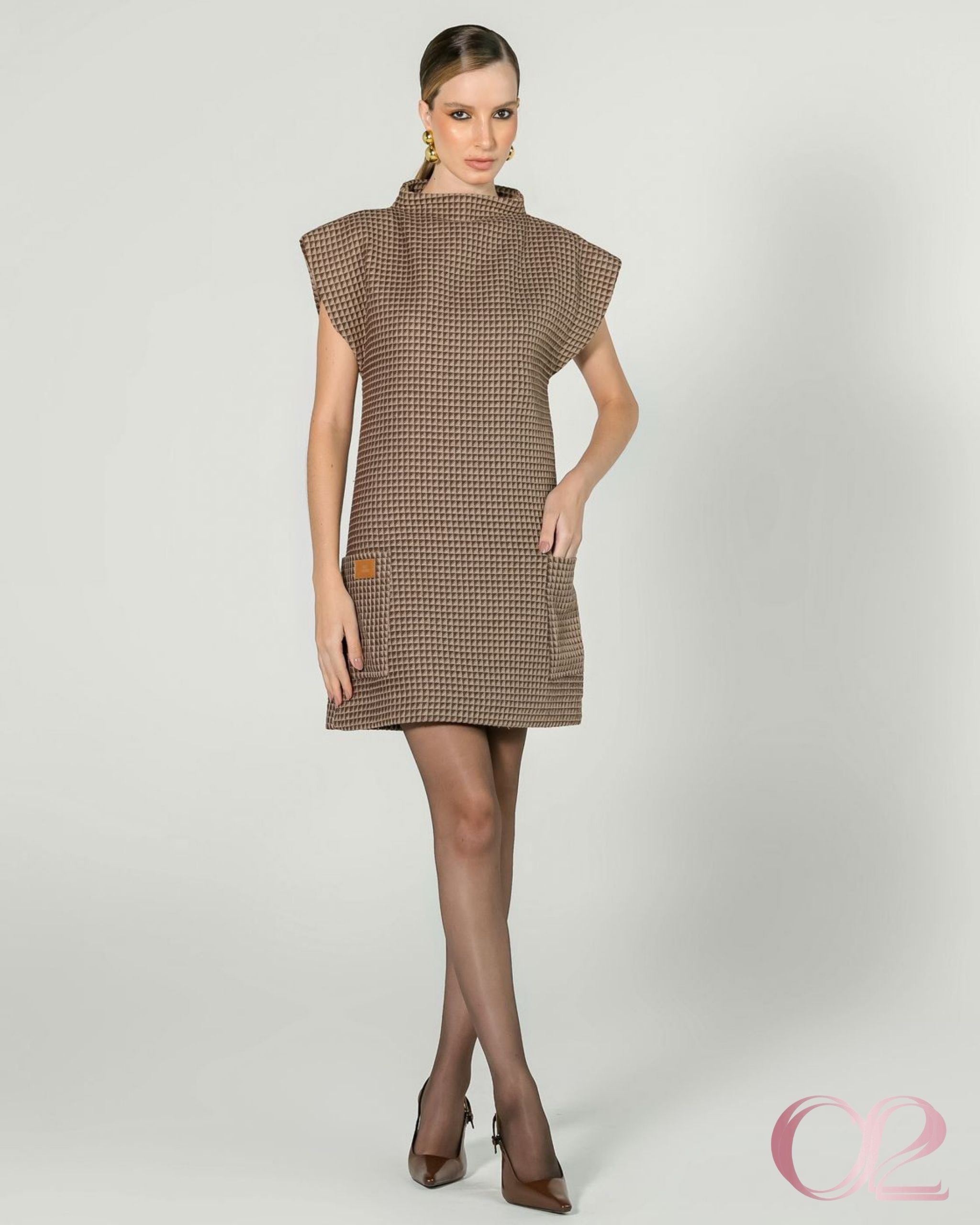 Vestido Tweed Marrom Anne Fernandes