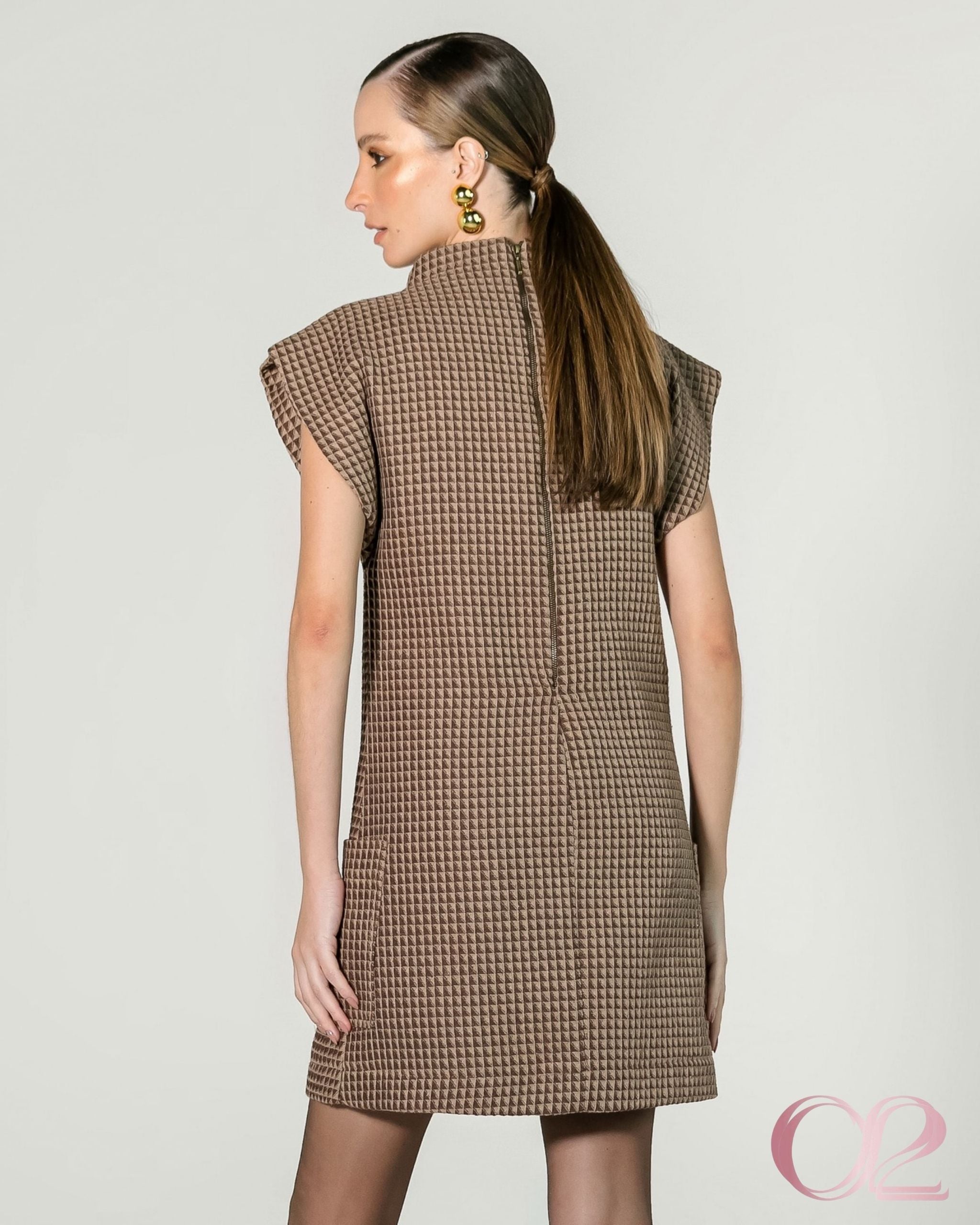 Vestido Tweed Marrom Anne Fernandes