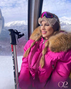 Jaqueta Ski Pink com Gola de Pelo