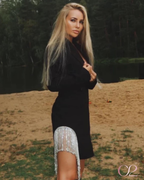 Blazer Fenda com Strass