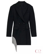 Blazer Fenda com Strass