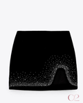Saia Veludo com Strass