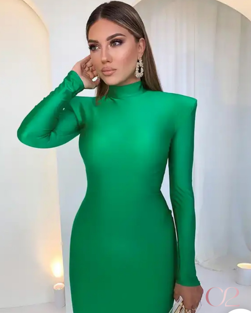 Vestido Ombreiras Verde