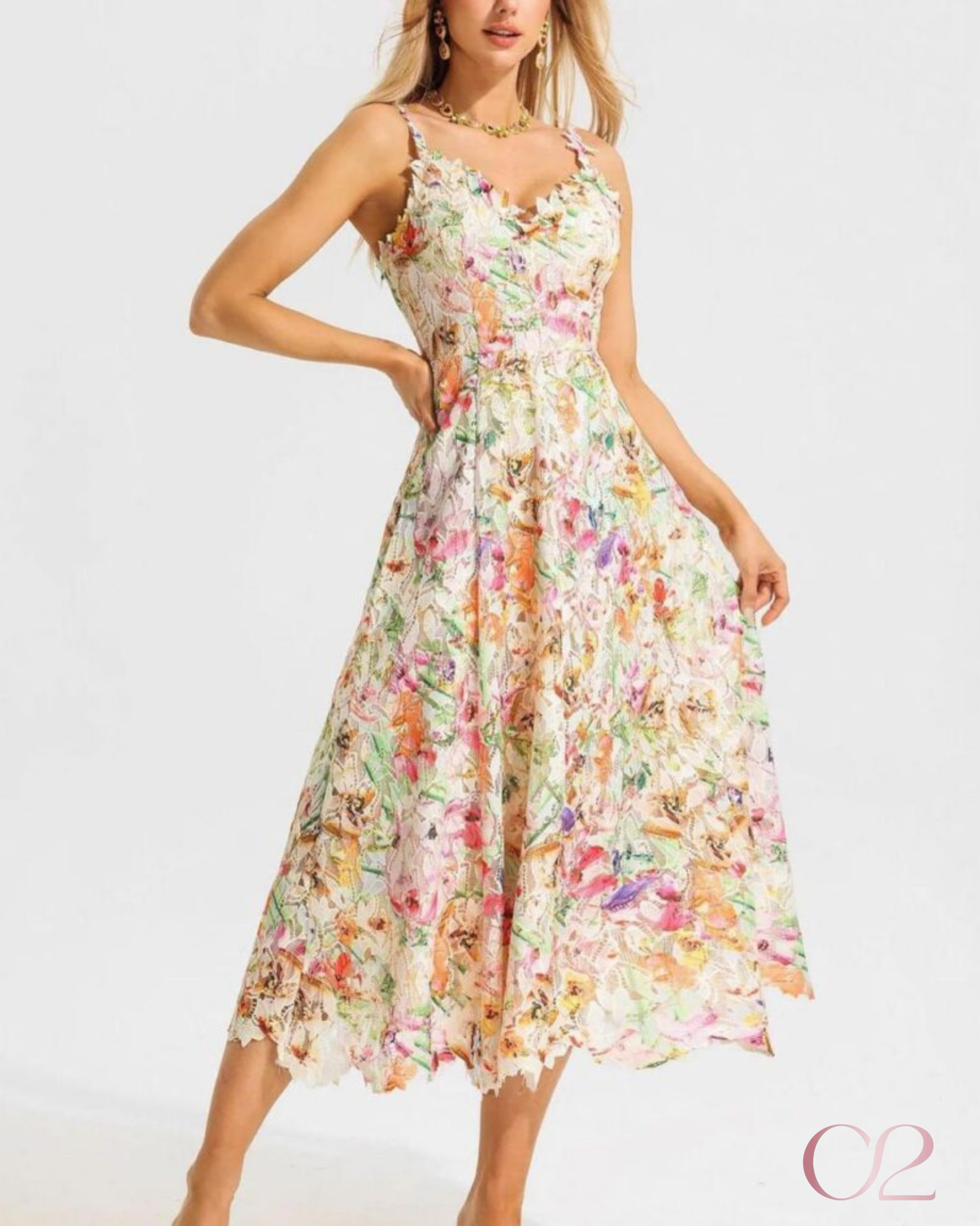 Vestido Midi Guipir Floral